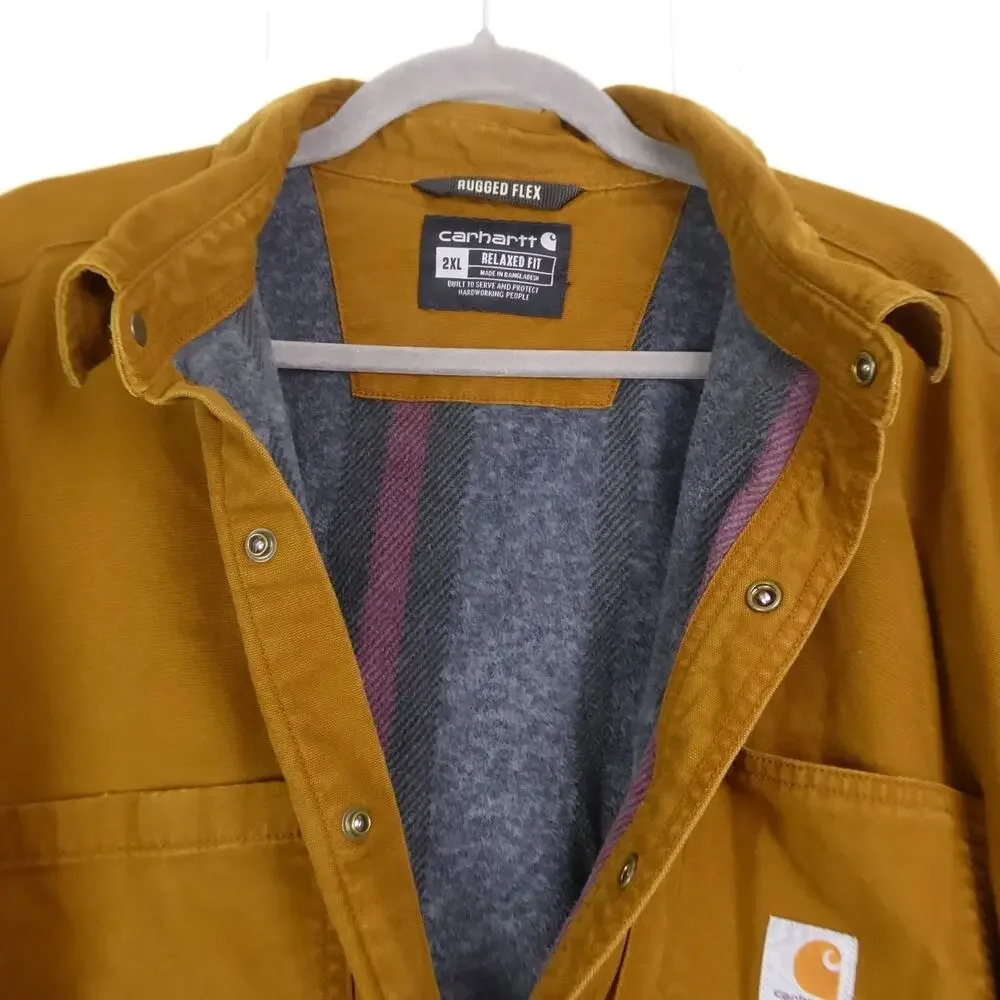 Carhartt Shirt Jacket Mens SZ 2XL Rigby Rugged Flex Fleece Lined Work Wear Read‎